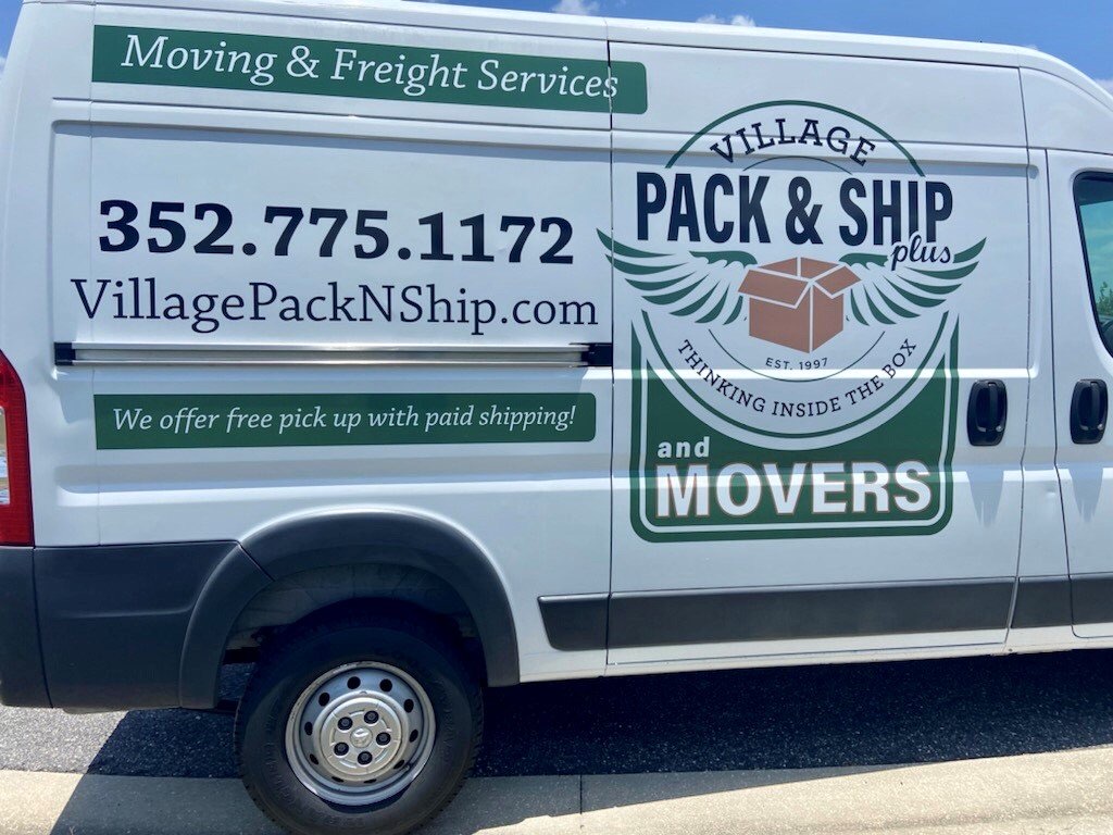 Village Pack and Ship Movers branded van for moving and packing service